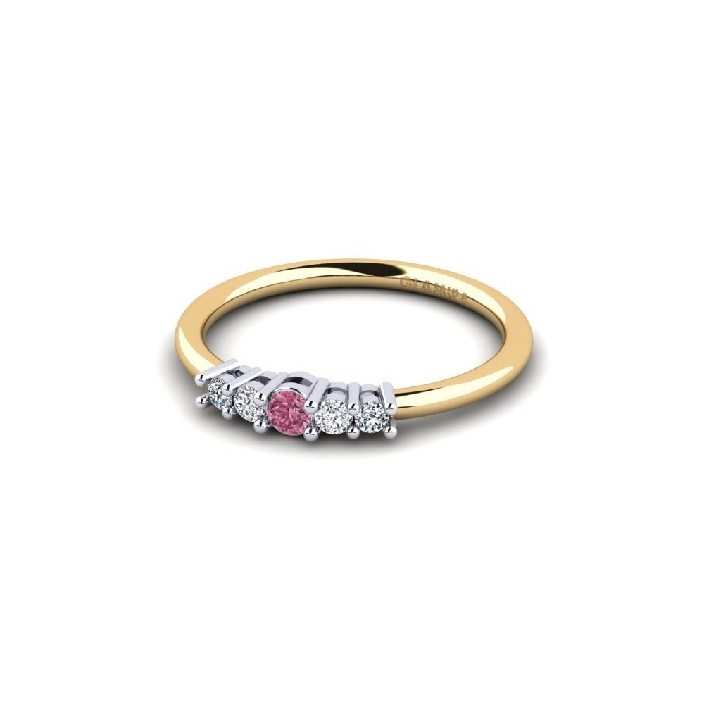 Anillos 9k Oro Amarillo & Blanco Granate Rhodolite 3 & 5 Piedras