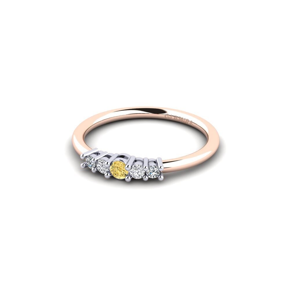 3 & 5 Stones Yellow Diamond 9ct Rose & White Gold Engagement Rings