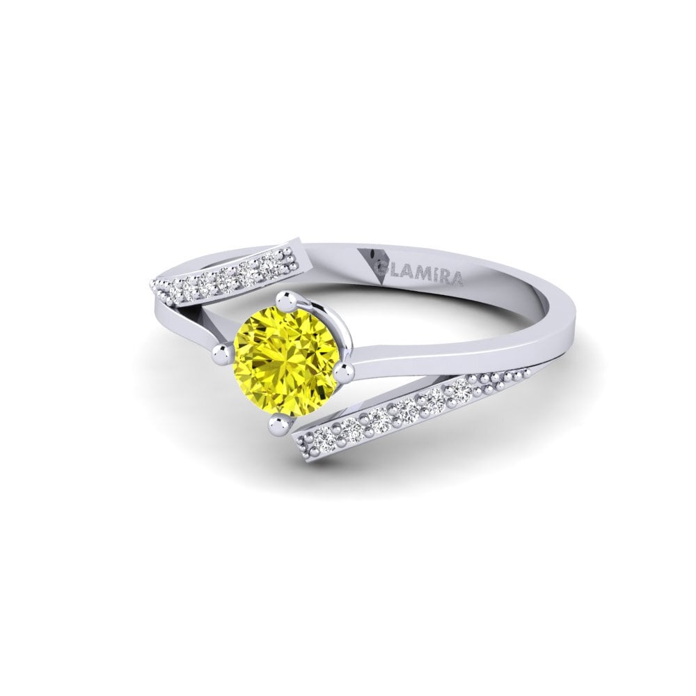 Diamante Amarelo Anel de Noivado Makares