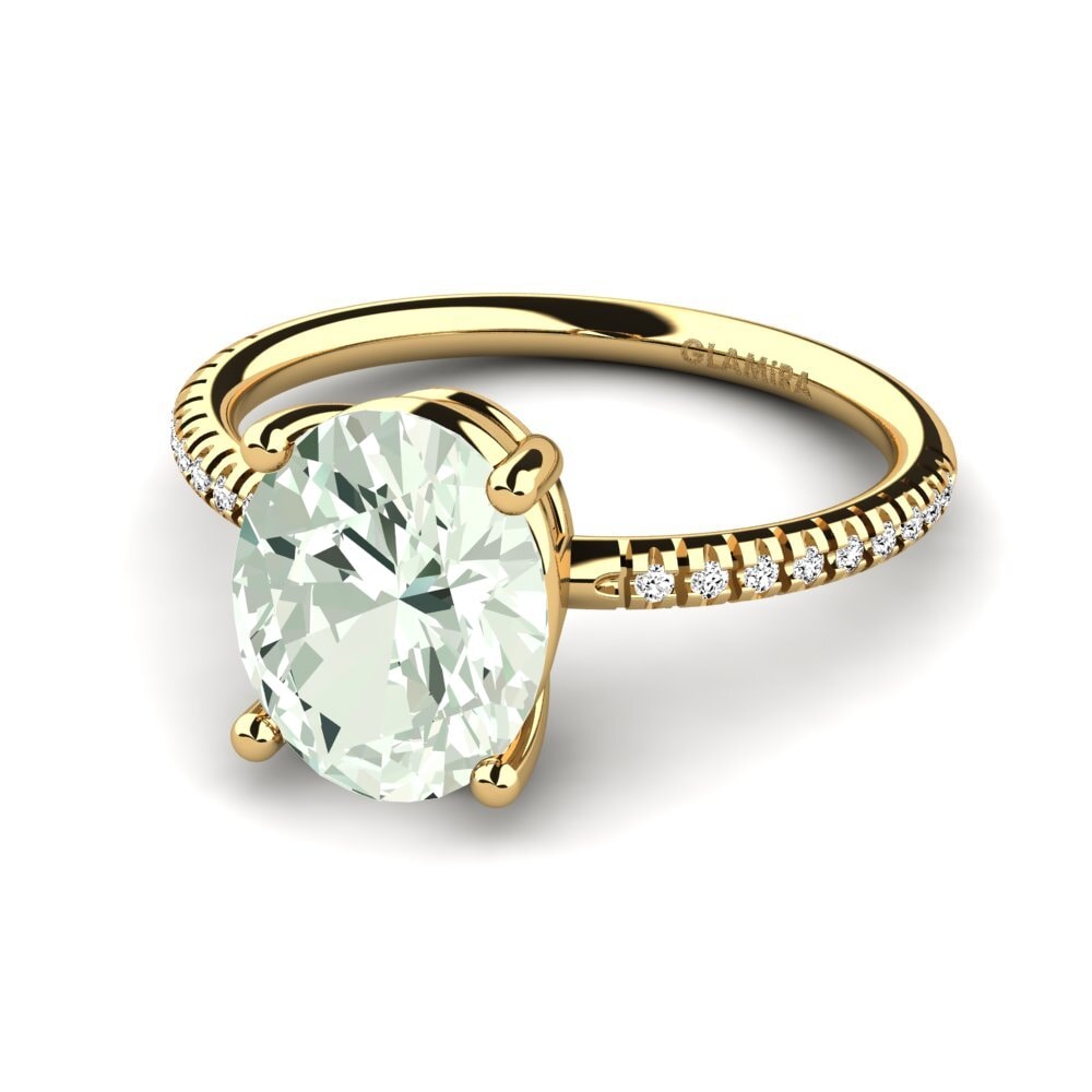 18k Oro Amarillo Amatista verde Anillo de compromiso Malgosia