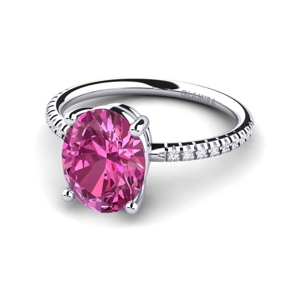 9ct White Gold Pink Topaz Engagement Ring Malgosia