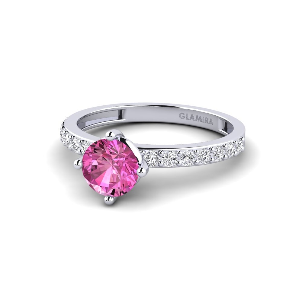9ct White Gold Pink Topaz Engagement Ring Manana