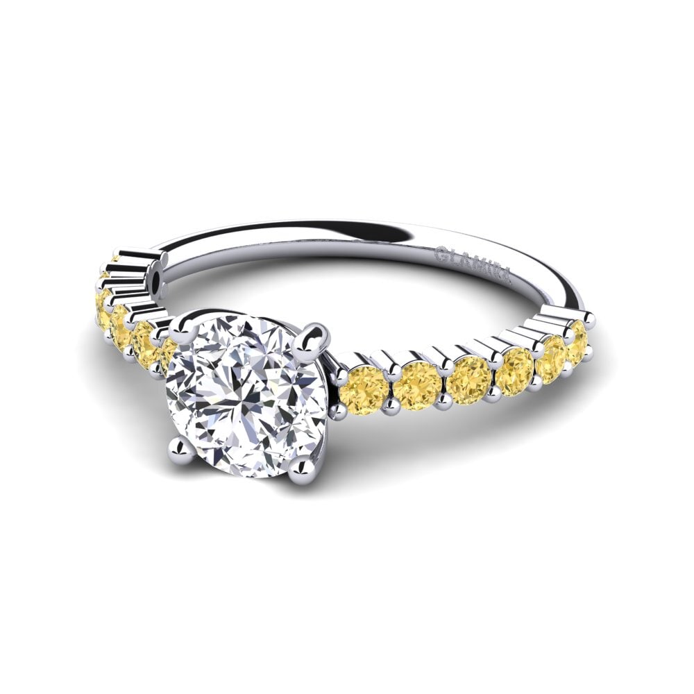 18k Oro Blanco Diamante Anillo de compromiso Manilla