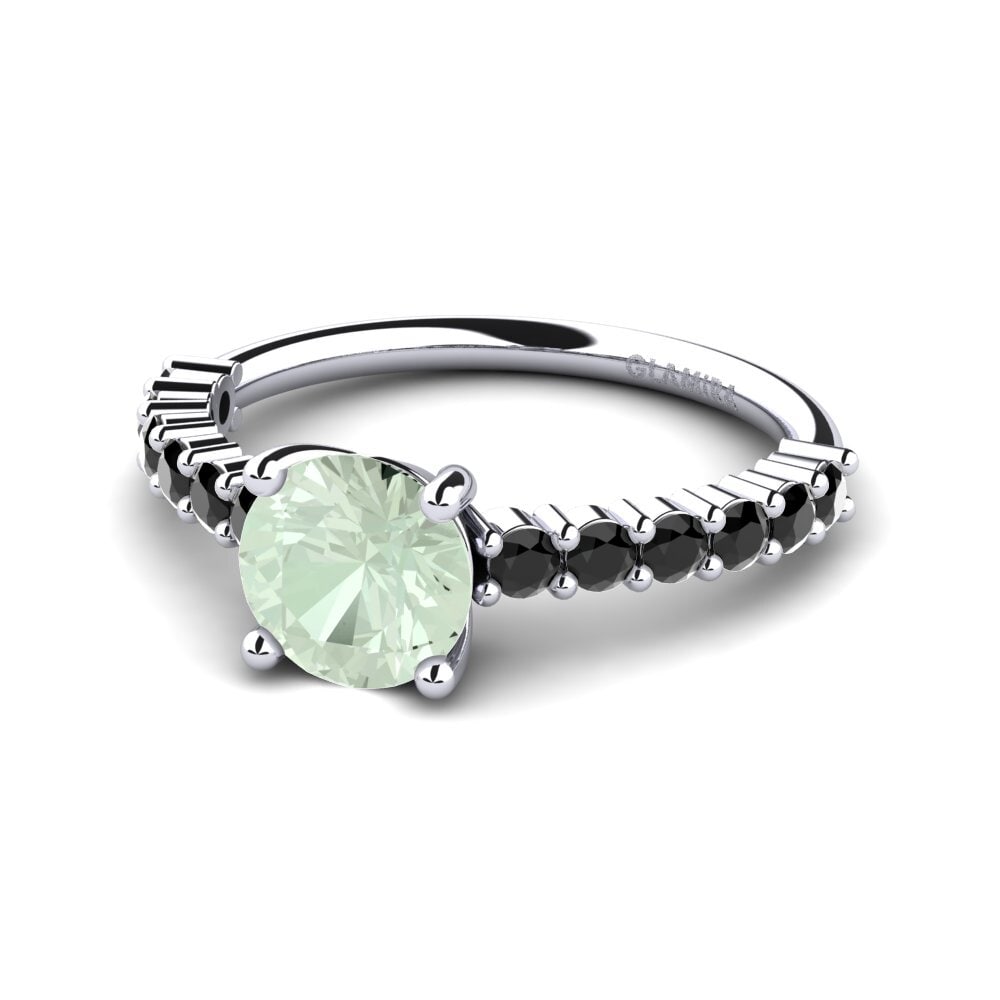Green Amethyst Engagement Ring Manilla