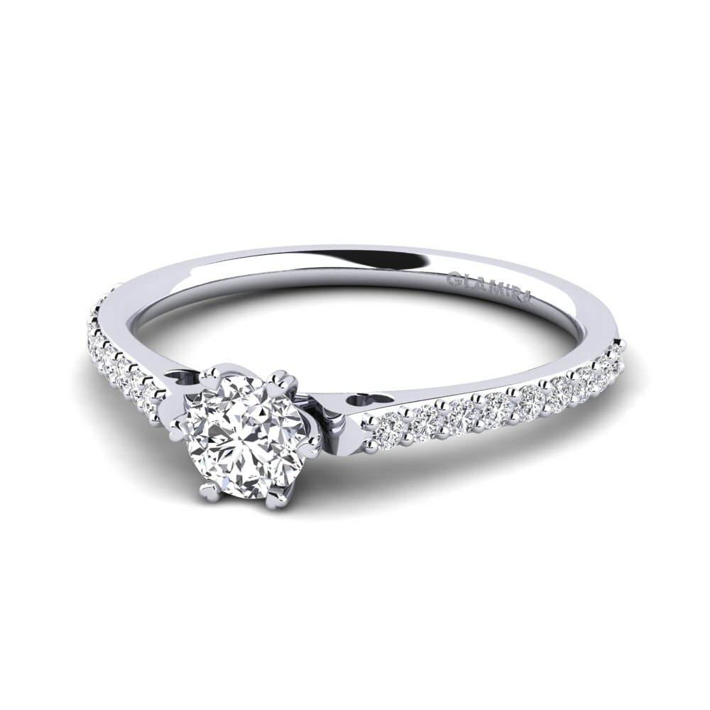 14k Oro Blanco Anillo de compromiso Mayetta