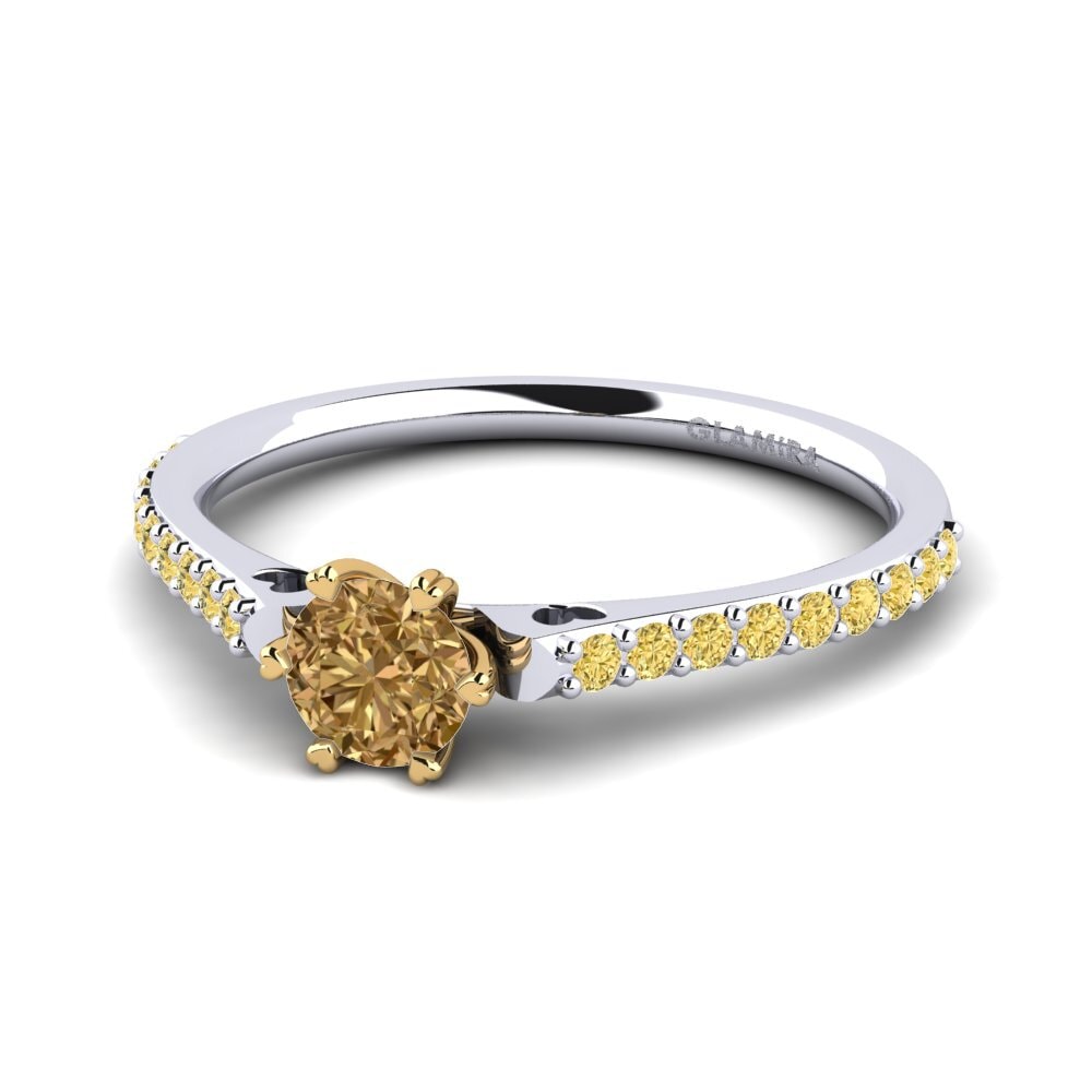 18k Oro Blanco & Amarillo Anillo de compromiso Mayetta