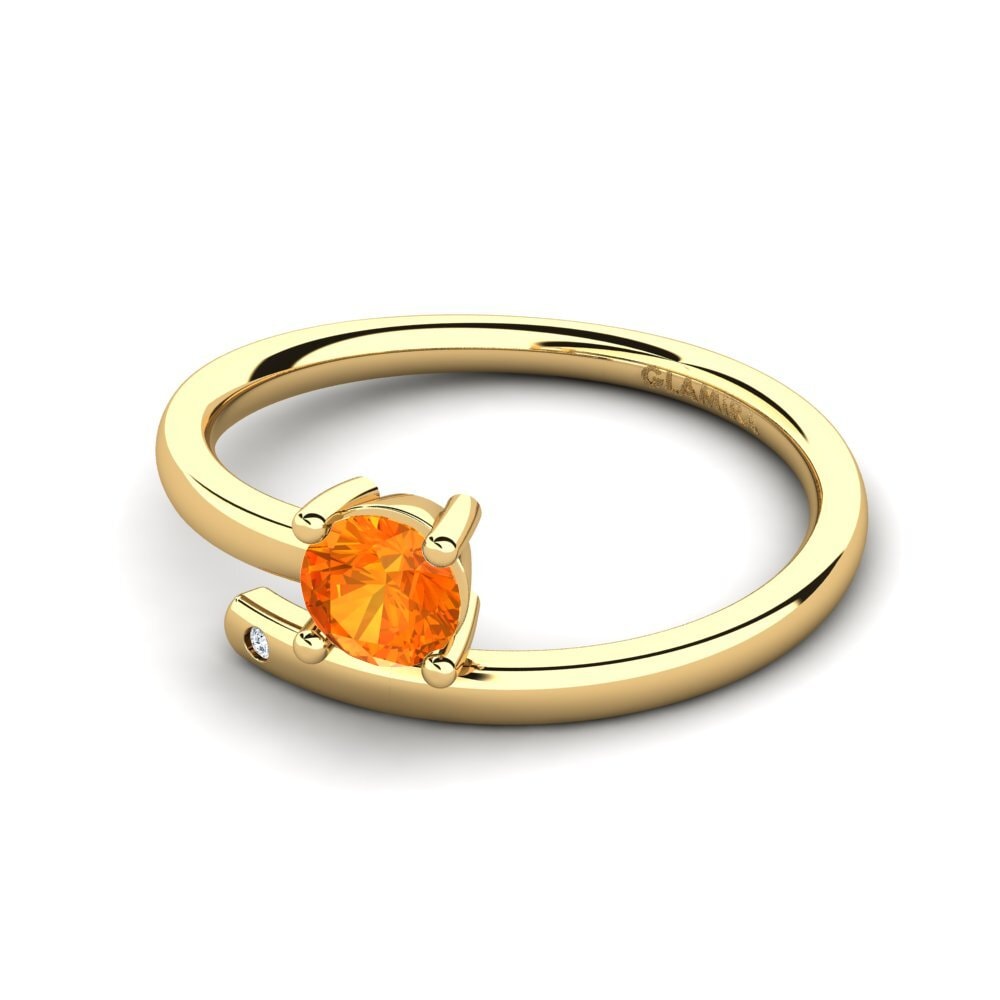 18k Oro Amarillo Zafiro Naranja Anillo de compromiso Merrita