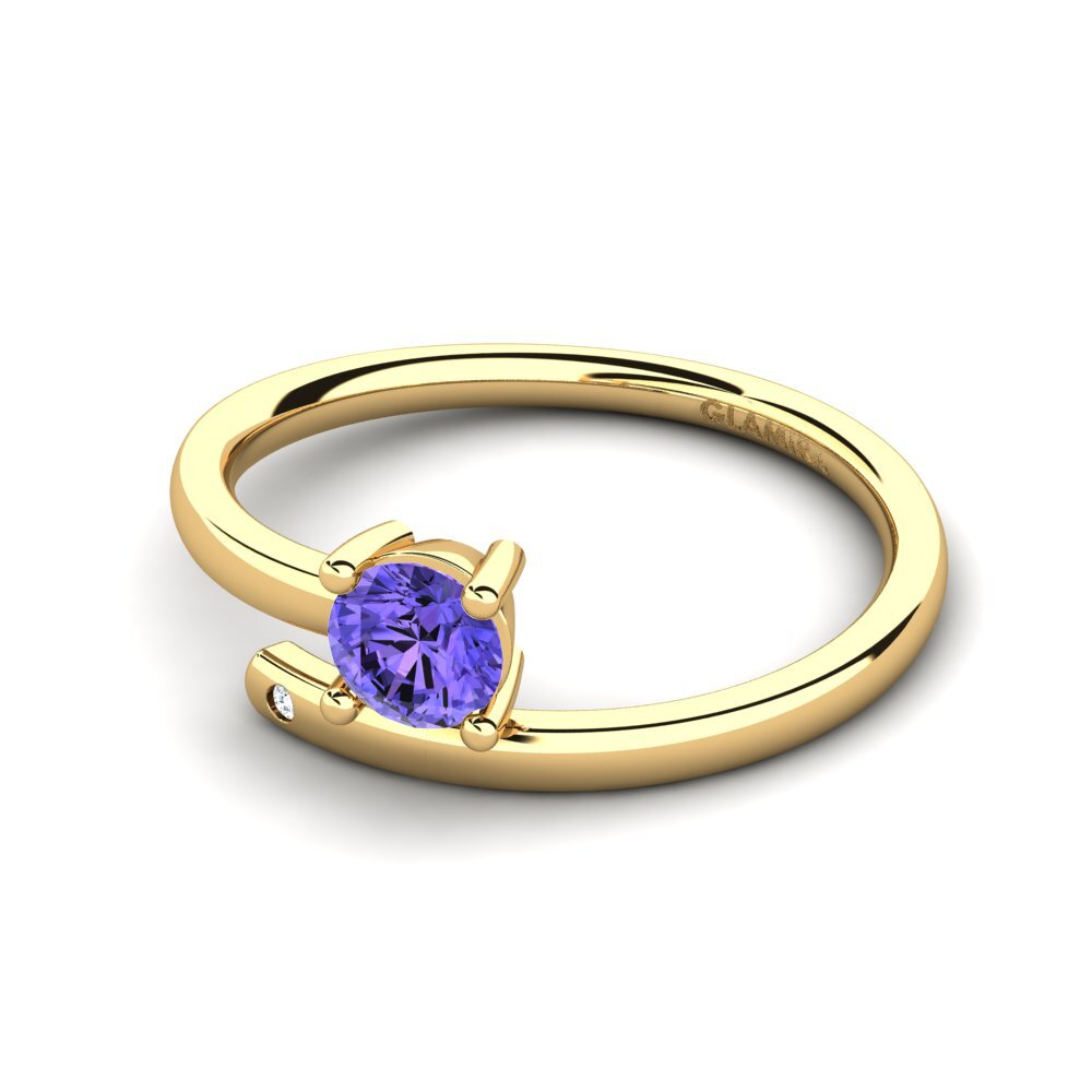 18k Oro Amarillo Tanzanita Anillo de compromiso Merrita