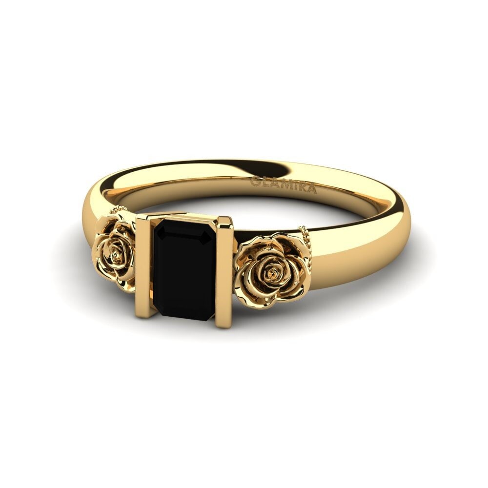 14ct Yellow Gold Black Onyx Women's Ring Misery