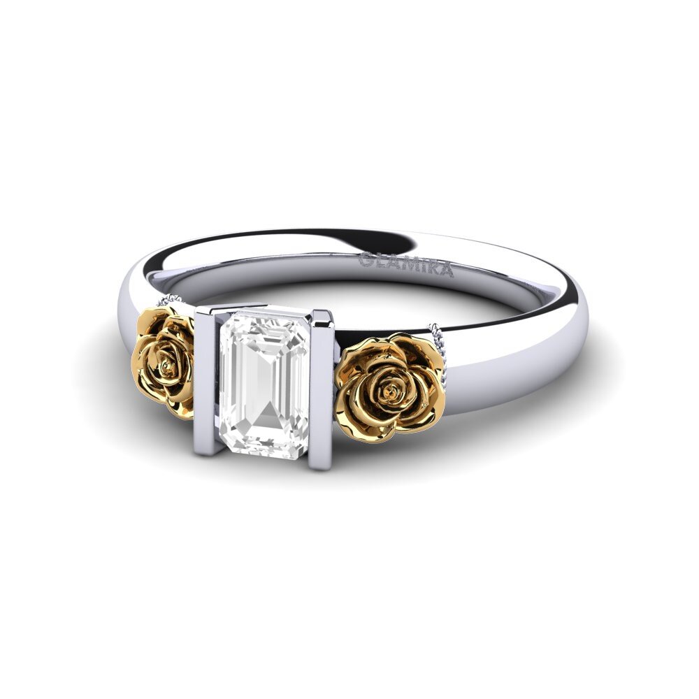 14ct White & Yellow Gold White sapphire Women's Ring Misery