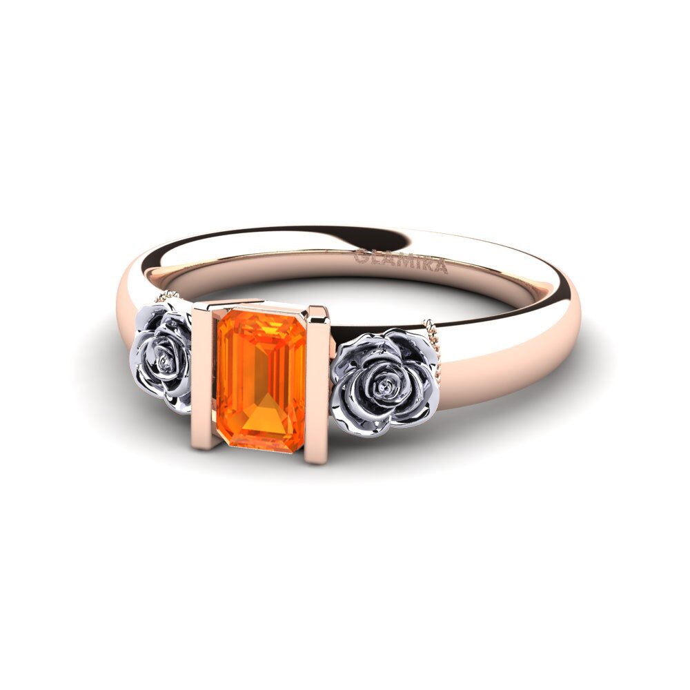 18ct Rose & White Gold Orange Sapphire Women's Ring Misery