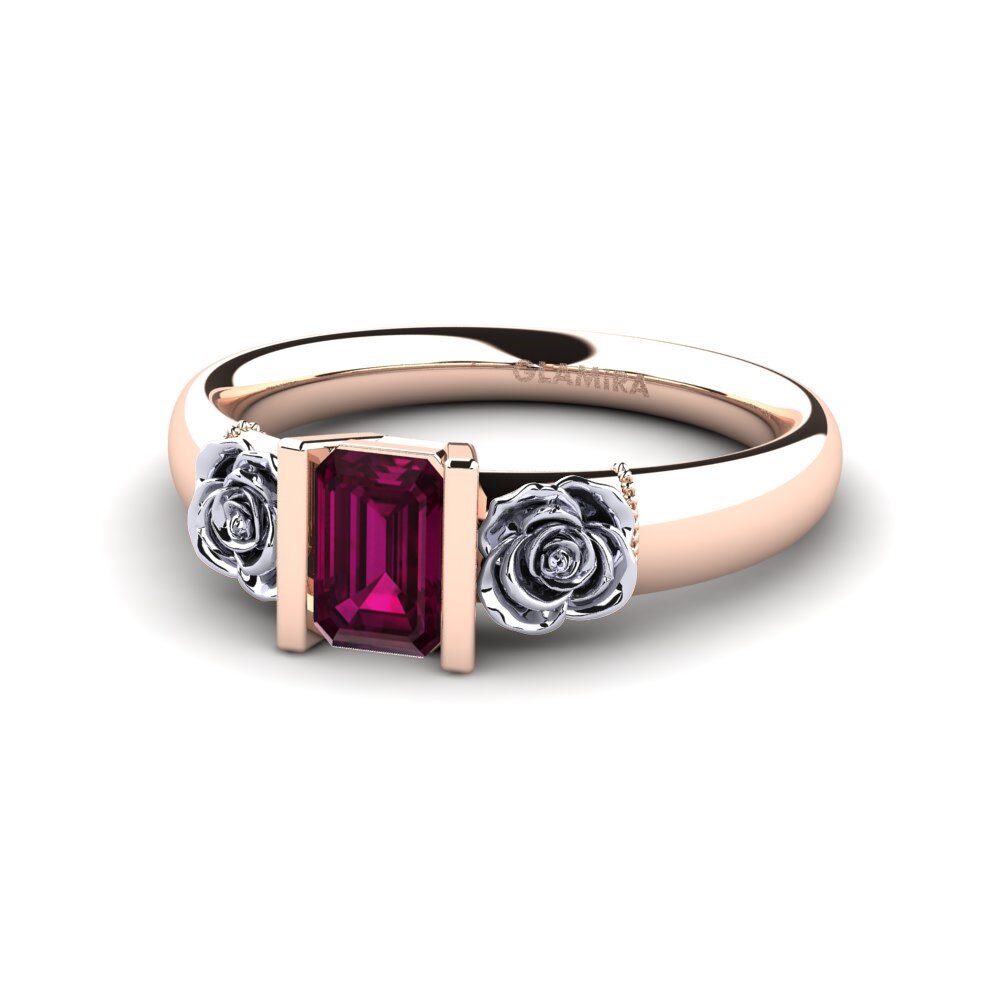 18ct Rose & White Gold Rhodolite Garnet Women's Ring Misery