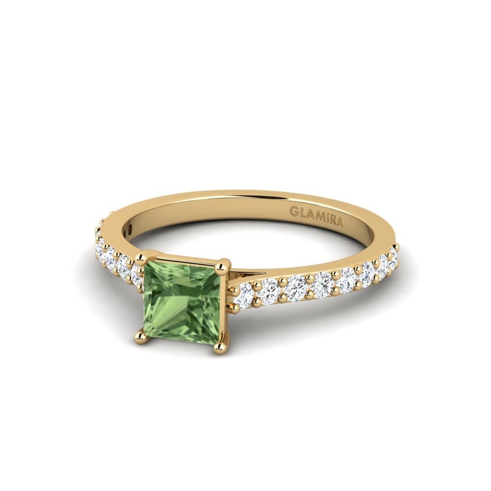 Zafiro Verde Anillo de compromiso Moqu