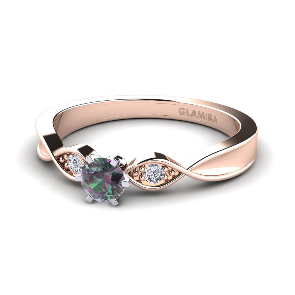 9ct Rose & White Gold Mystic Topaz Engagement Ring Neveda