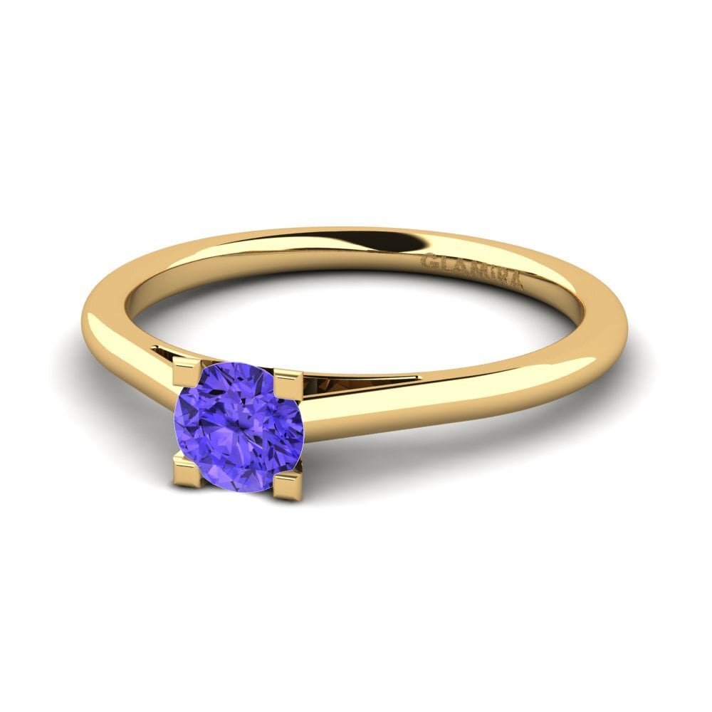 18k Oro Amarillo Tanzanita Anillo de compromiso Nichele