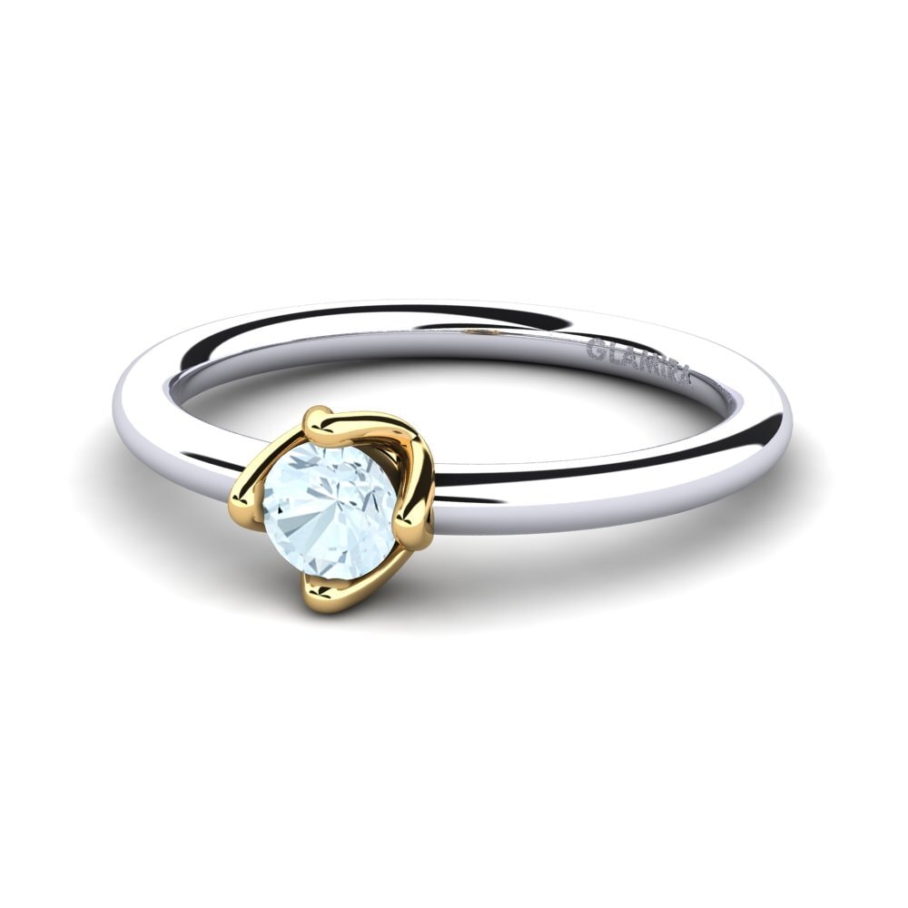 14ct White & Yellow Gold Aquamarine Women's Ring Loredana