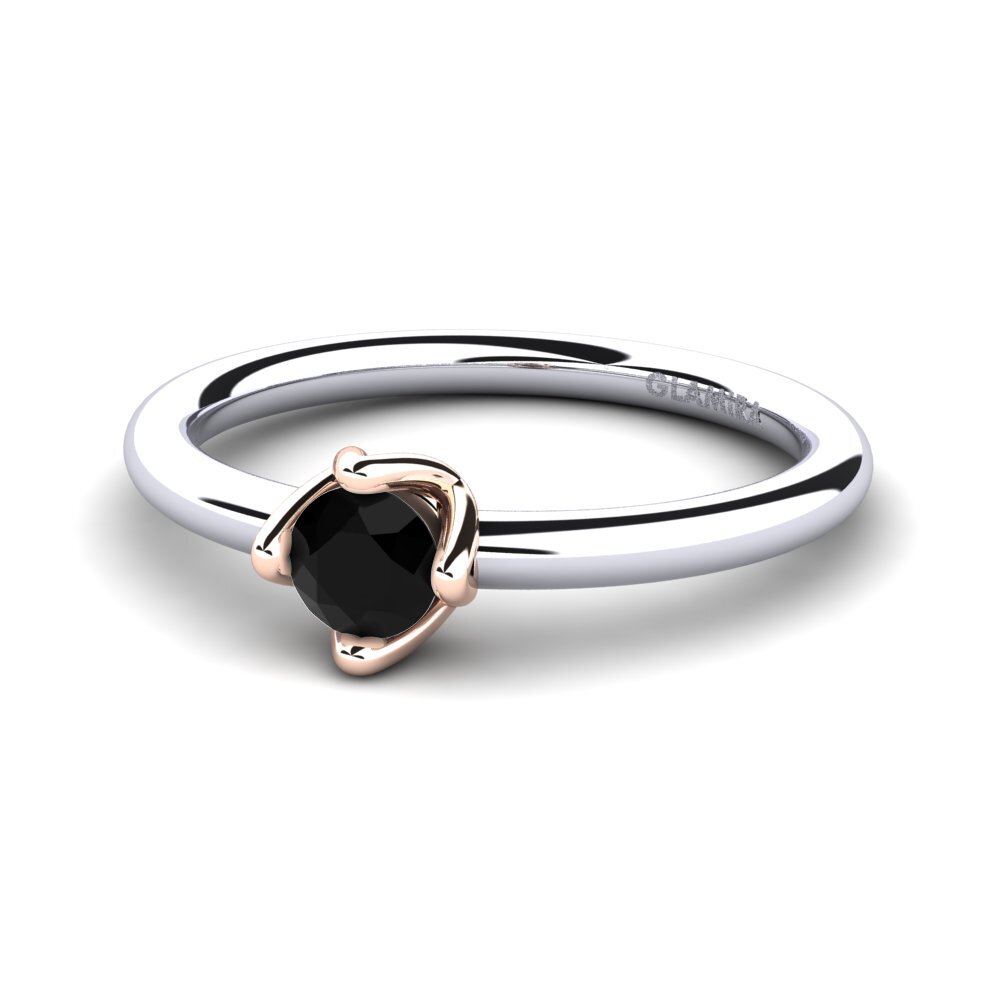 14ct White & Rose Gold Black Sapphire Women's Ring Loredana