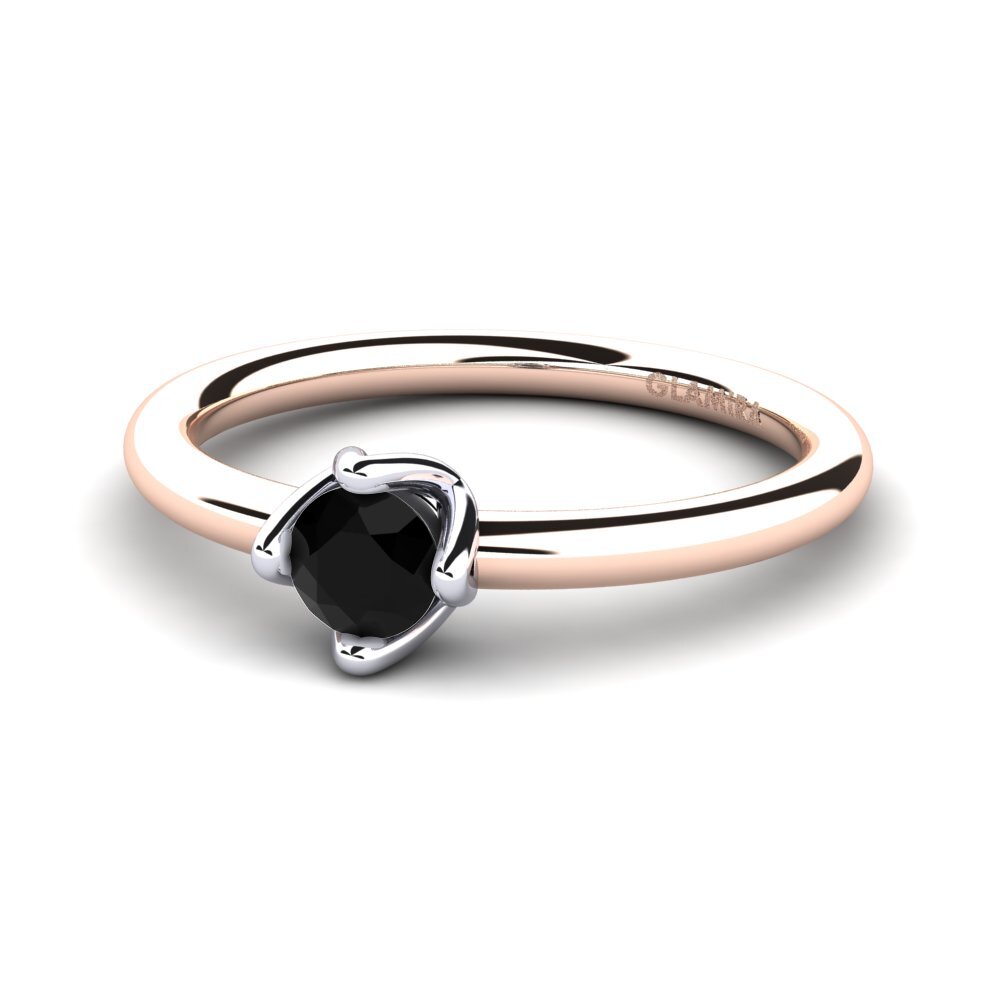 9ct Rose & White Gold Black Diamond Women's Ring Loredana