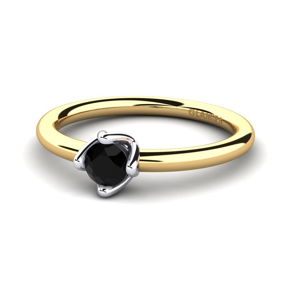 18ct Yellow & White Gold Black Diamond Women's Ring Loredana