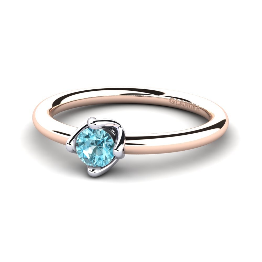 14ct Rose & White Gold Blue Zircon Women's Ring Loredana