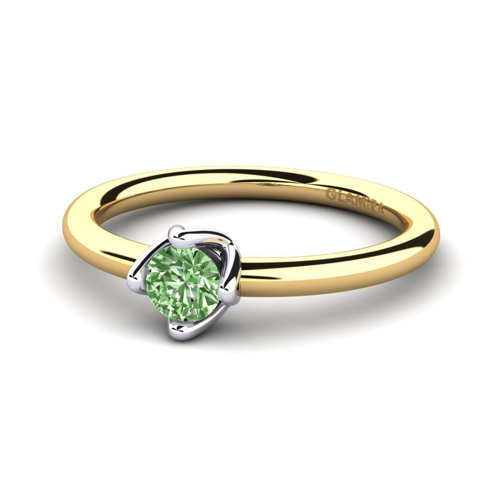 18ct Yellow & White Gold Green Diamond Women's Ring Loredana