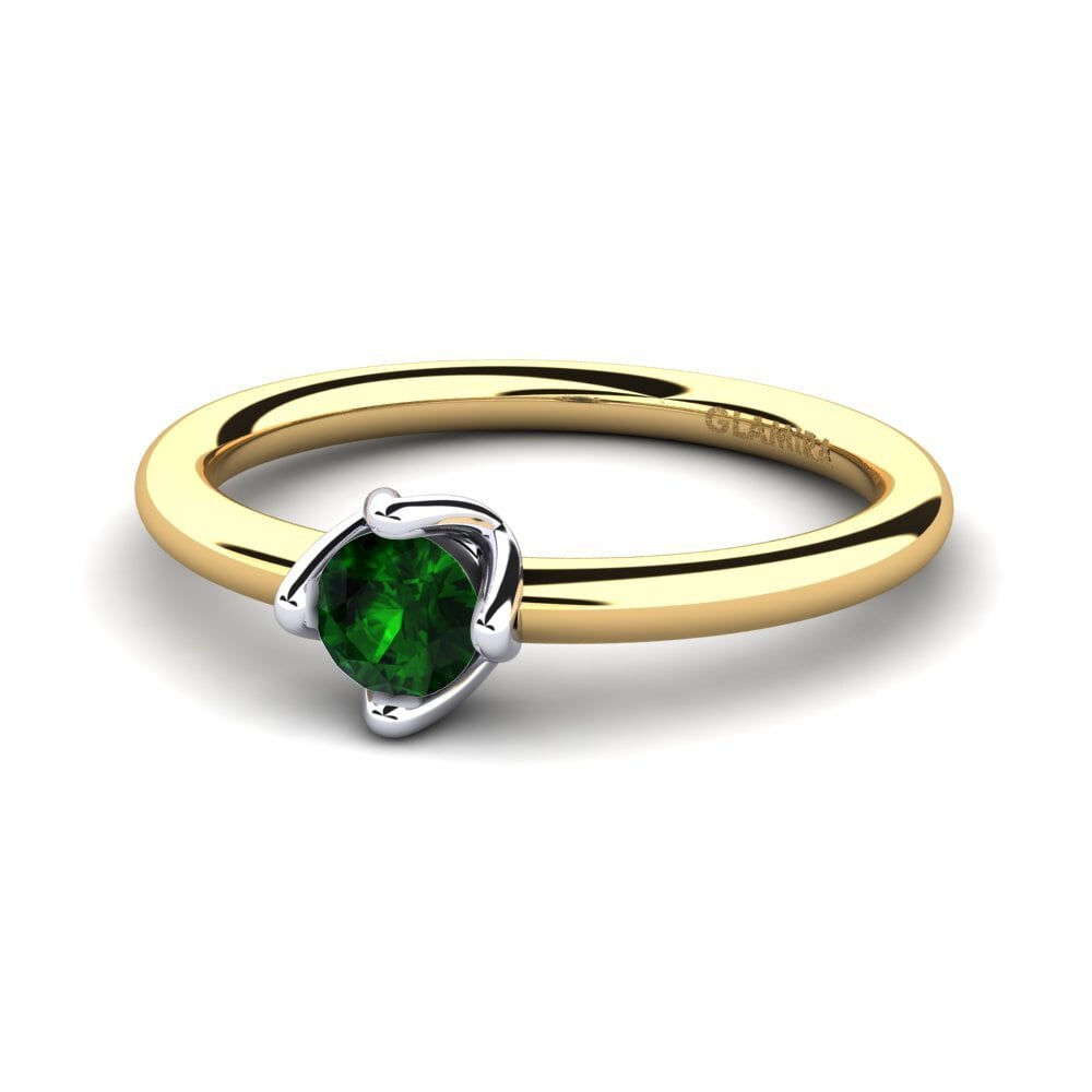 14ct Yellow & White Gold Green Tourmaline Women's Ring Loredana