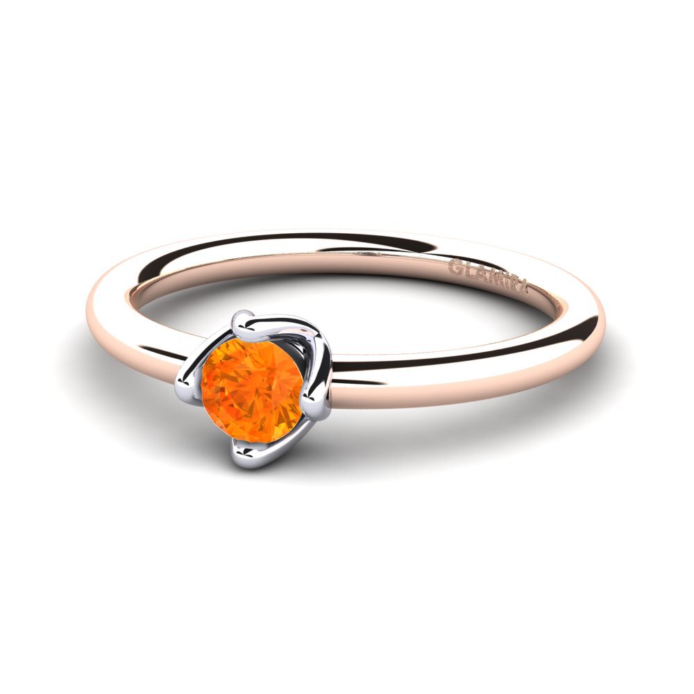18ct Rose & White Gold Orange Sapphire Women's Ring Loredana