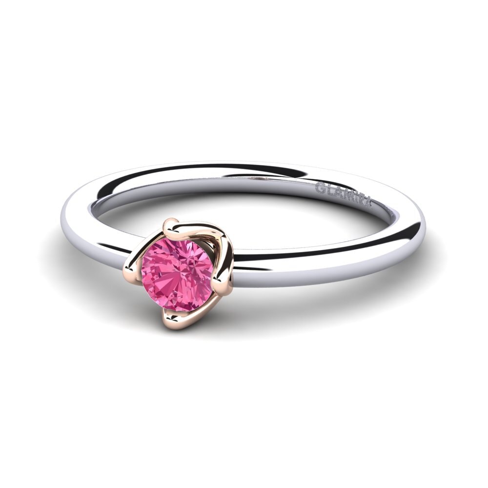 14k Oro Blanco & Rosa Turmalina rosa Anillo de Mujer Loredana