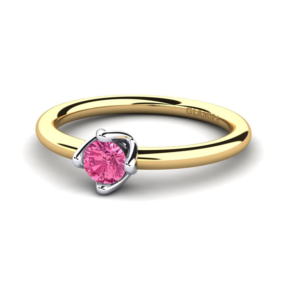14ct Yellow & White Gold Pink Tourmaline Women's Ring Loredana