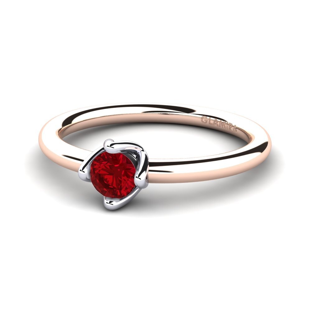 9ct Rose & White Gold Red Zirconia Women's Ring Loredana