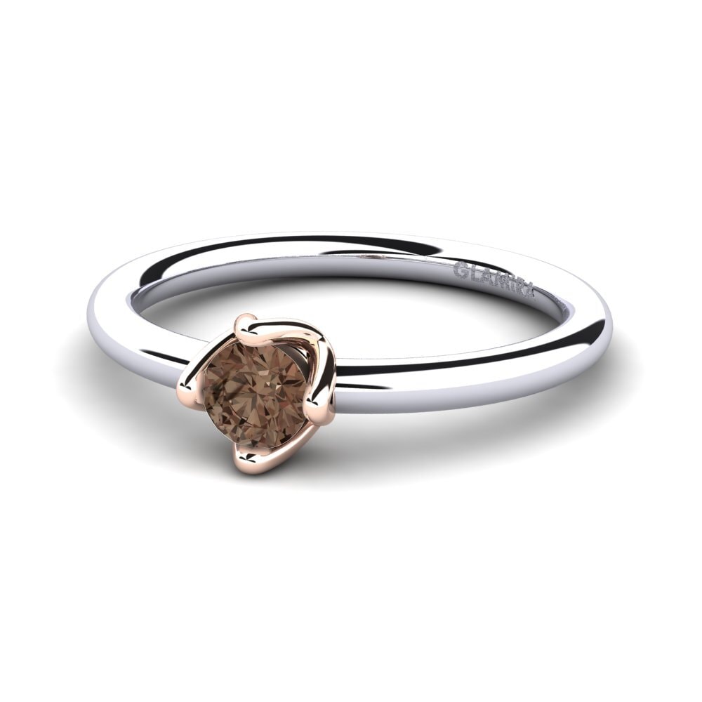 9ct White & Rose Gold Smoky Quartz Women's Ring Loredana