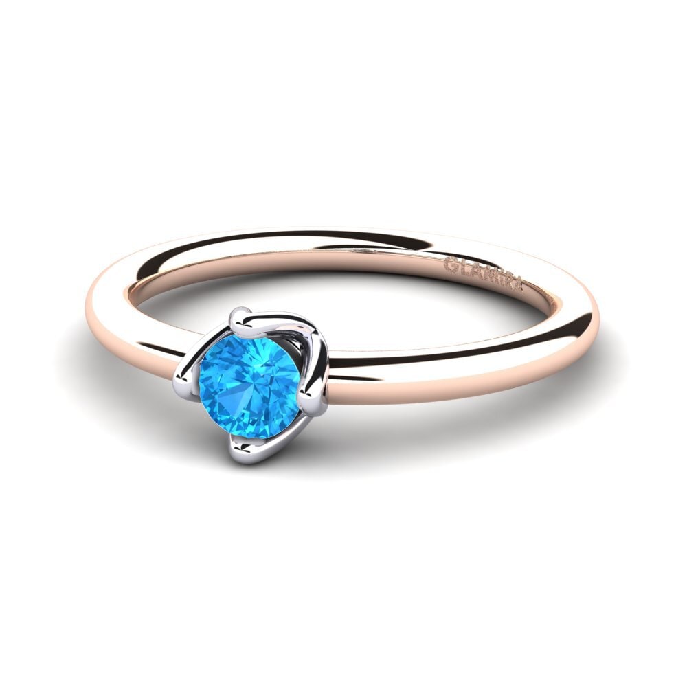18ct Rose & White Gold Blue Topaz Women's Ring Loredana