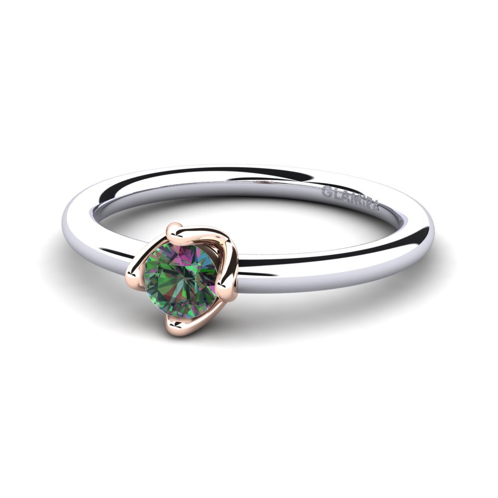 18ct White & Rose Gold Mystic Topaz Women's Ring Loredana
