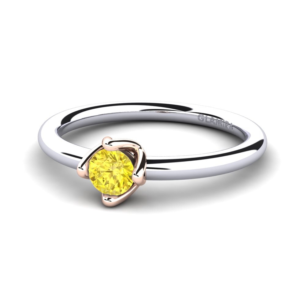 14ct White & Rose Gold Yellow Sapphire Women's Ring Loredana