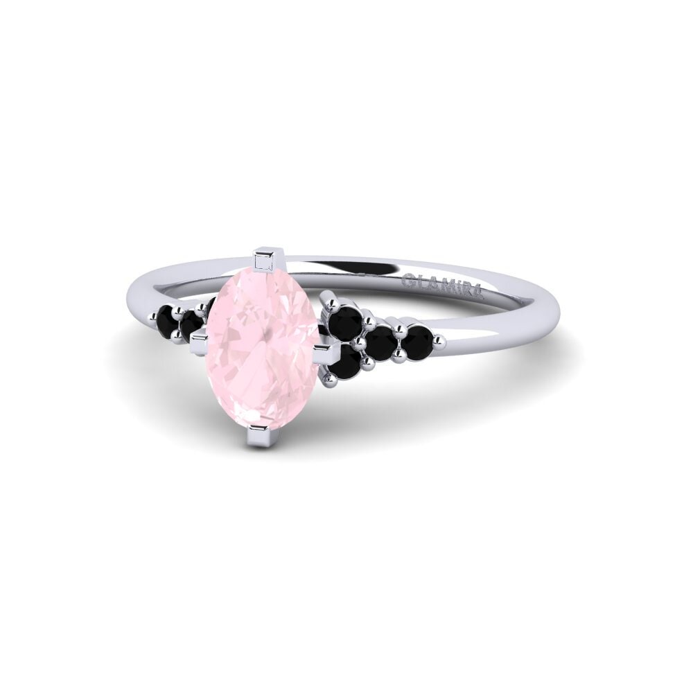 18k Oro Blanco Cuarzo rosa Anillo de compromiso Odelyn