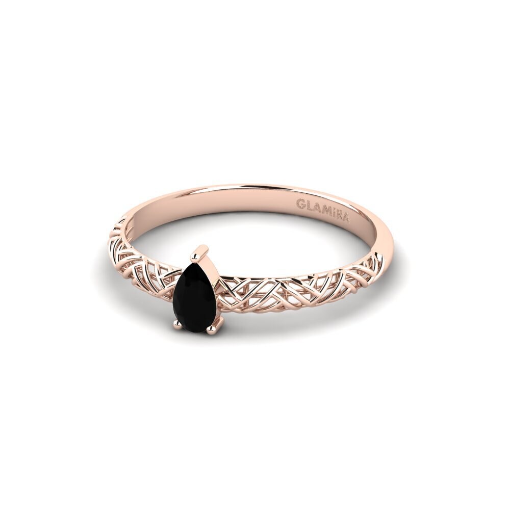 14ct Rose Gold Black Onyx Engagement Ring Reperch