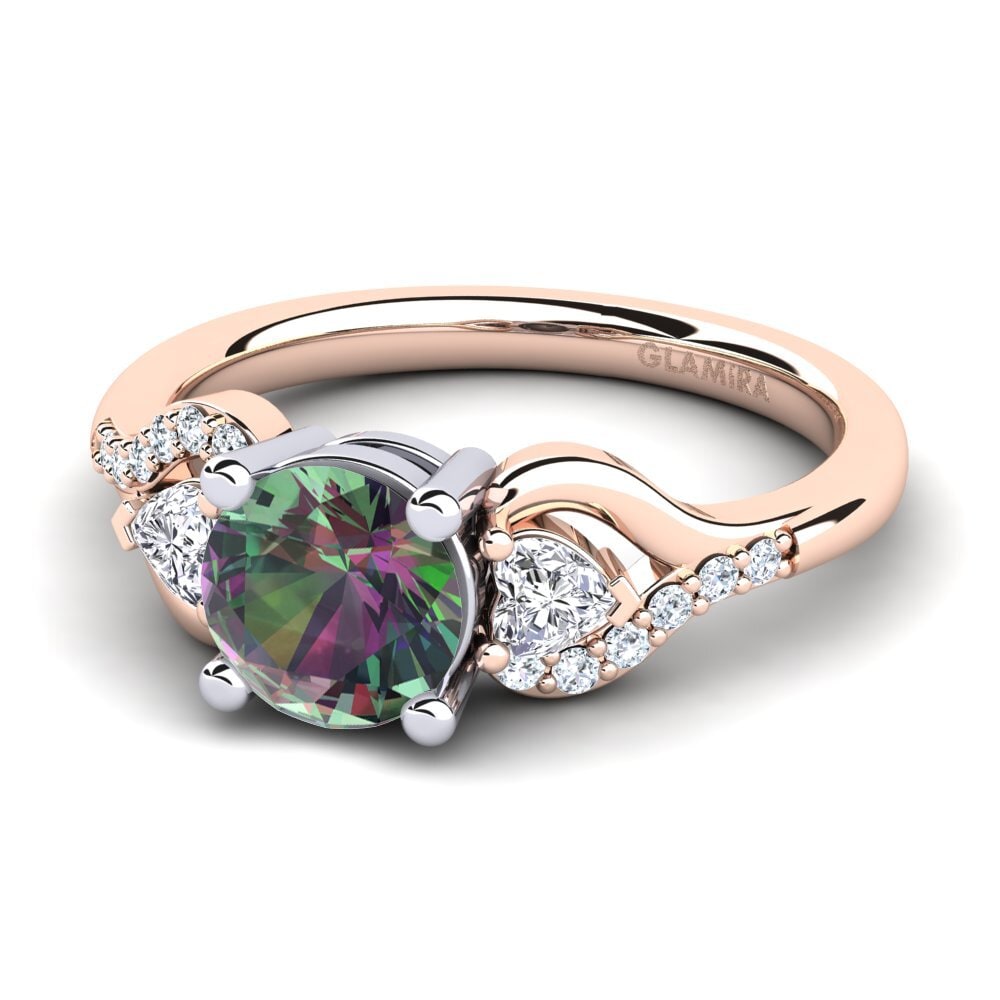 9ct Rose & White Gold Mystic Topaz Engagement Ring Roselina 1.0 crt