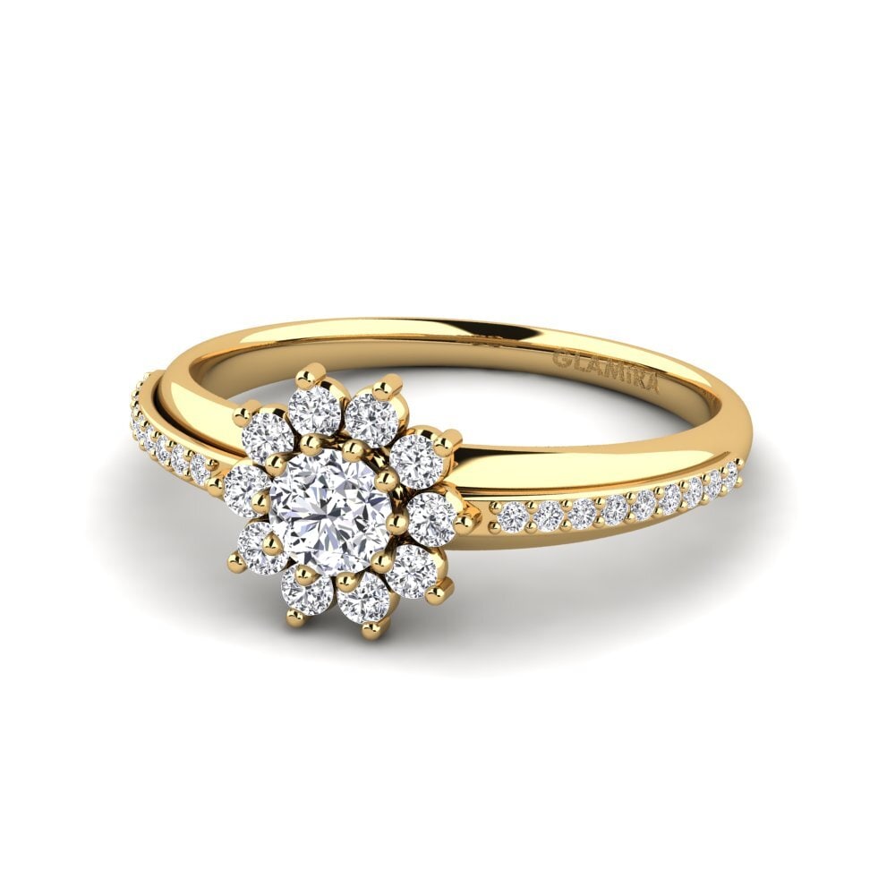 18k Oro Amarillo Anillo de compromiso Rutorte