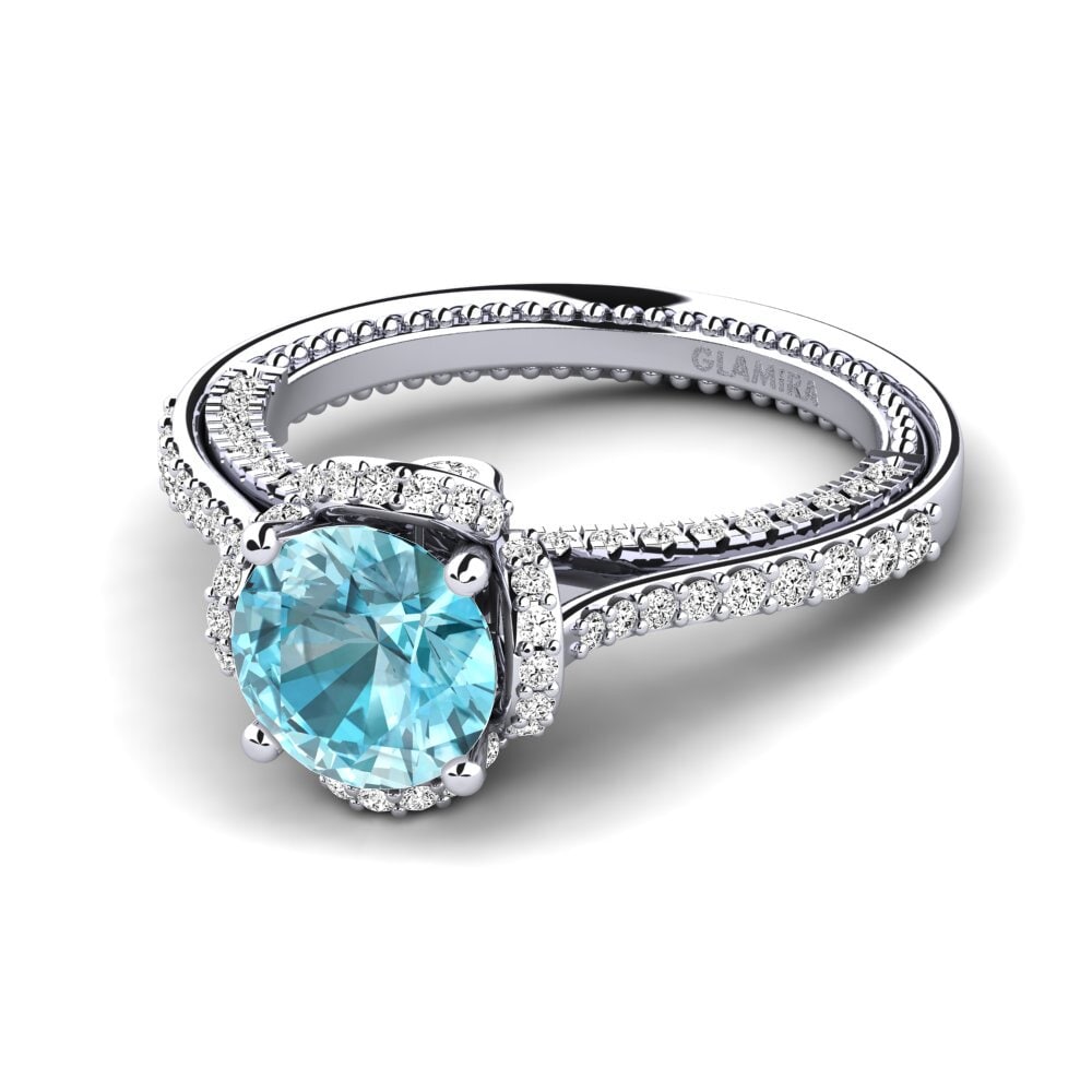 Circón Azul Anillo de compromiso Sashenka