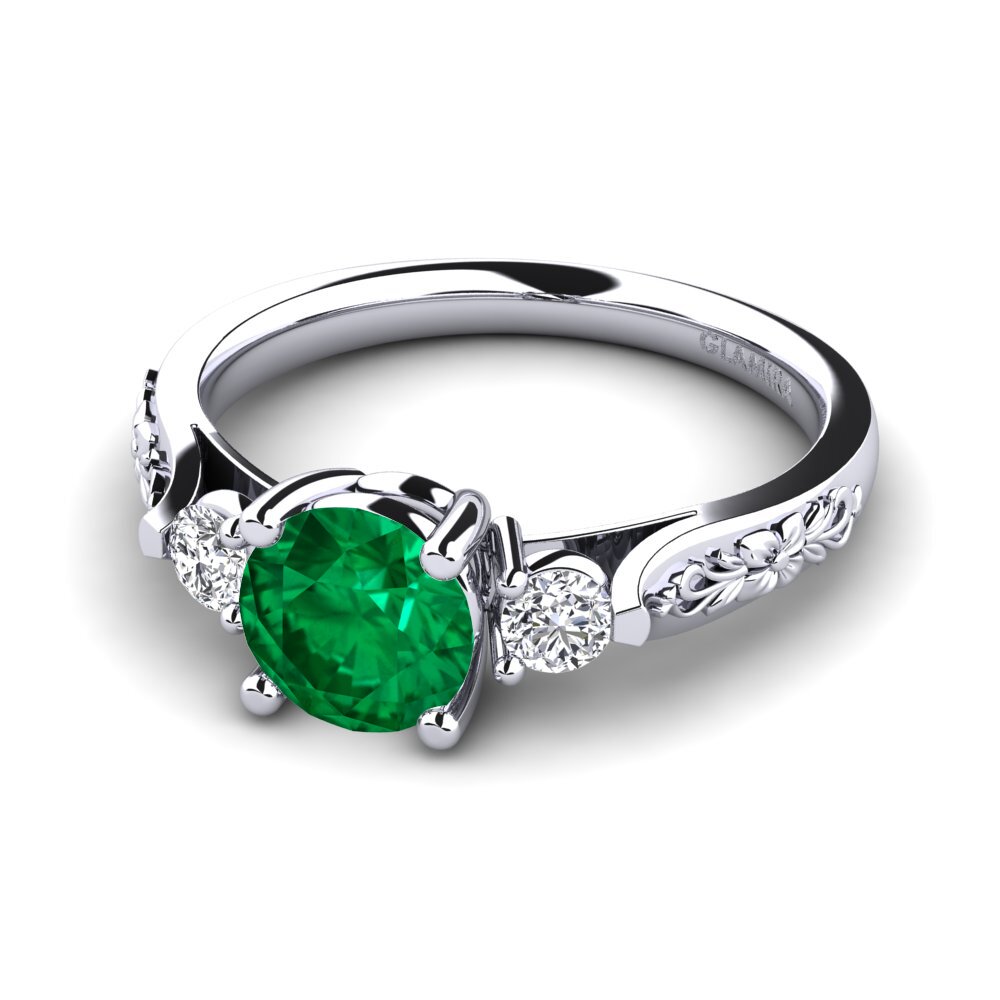 Esmeralda (creada en laboratorio) Anillo de compromiso Saundria