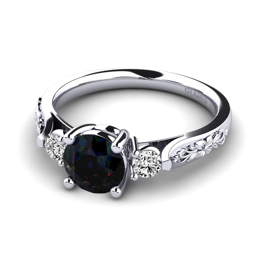 Black Opal Engagement Ring Saundria