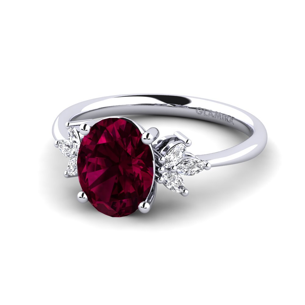 9ct White Gold Rhodolite Garnet Engagement Ring Snegyl