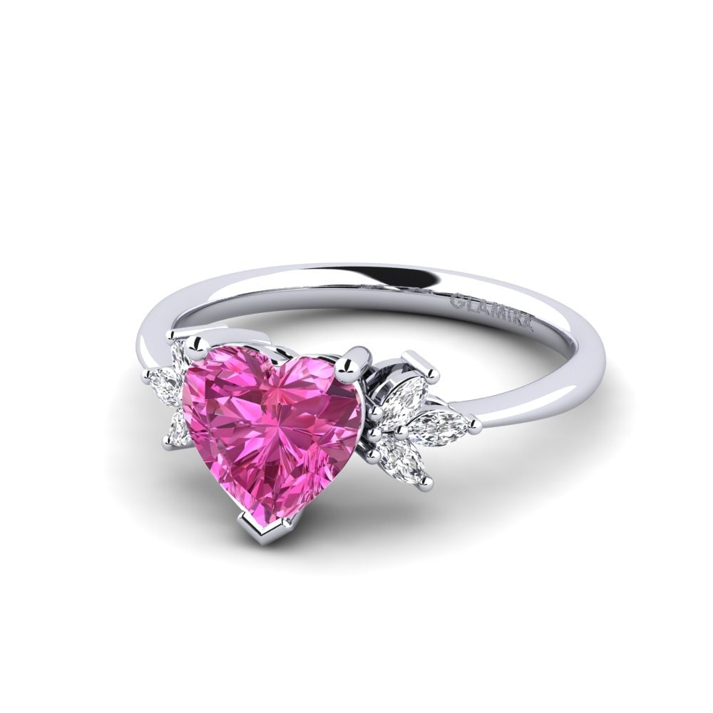 9ct White Gold Pink Topaz Engagement Ring Spenni