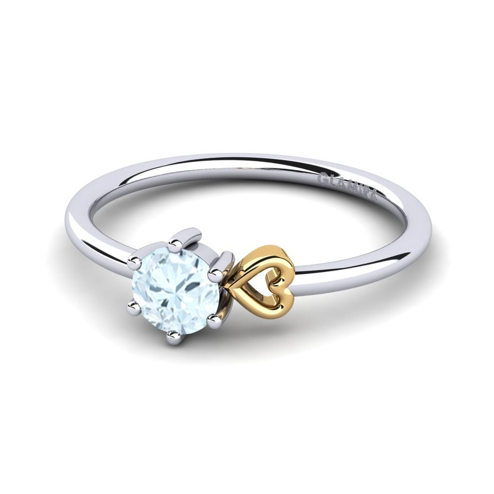 14ct White & Yellow Gold Aquamarine Women's Ring Tasenka