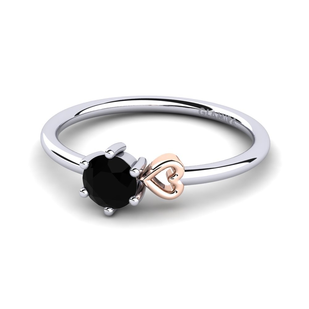 14ct White & Rose Gold Black Sapphire Women's Ring Tasenka