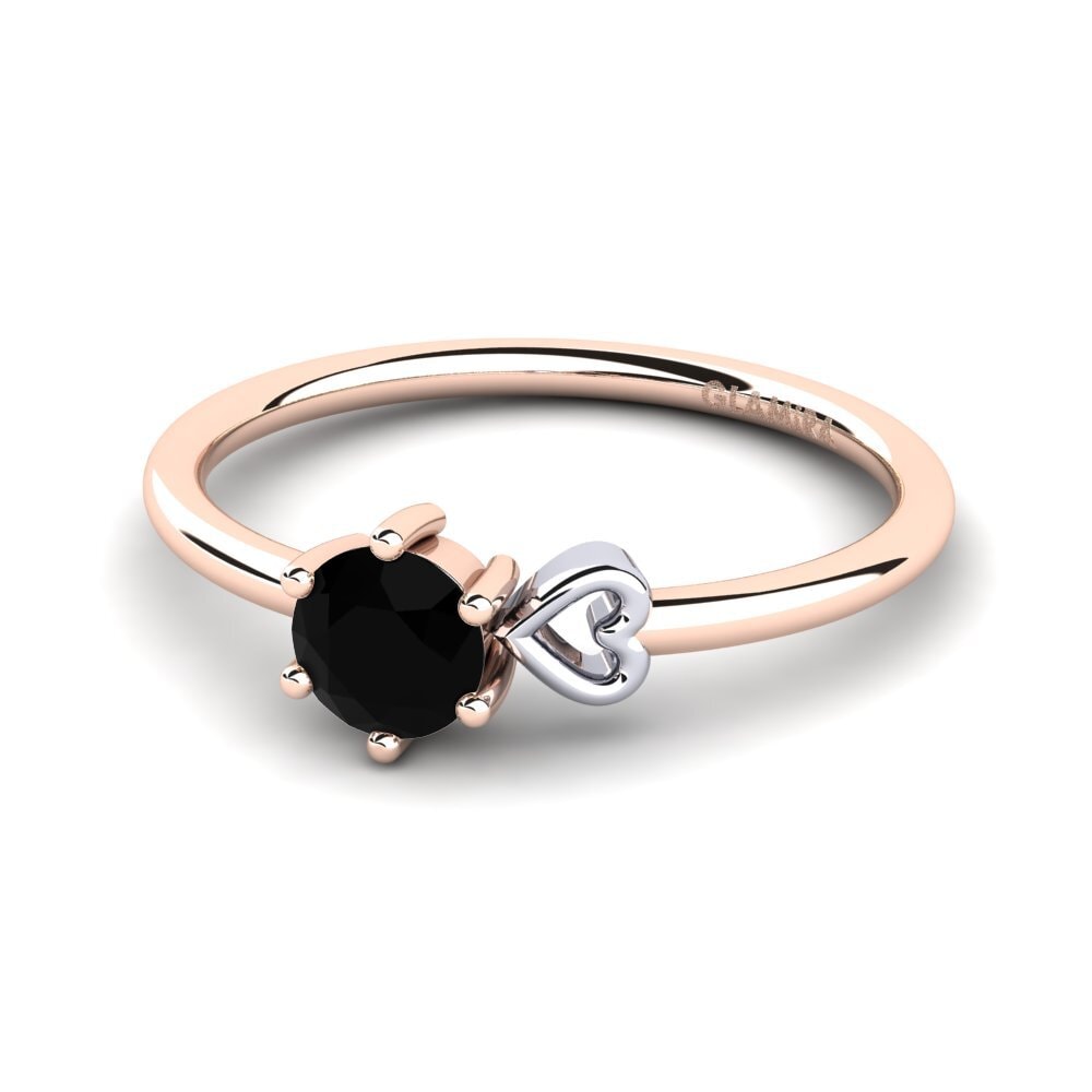 9ct Rose & White Gold Black Diamond Women's Ring Tasenka