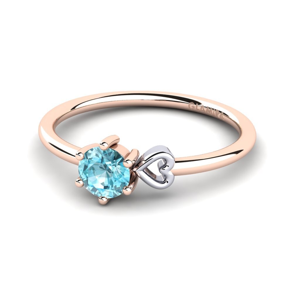 14ct Rose & White Gold Blue Zircon Women's Ring Tasenka