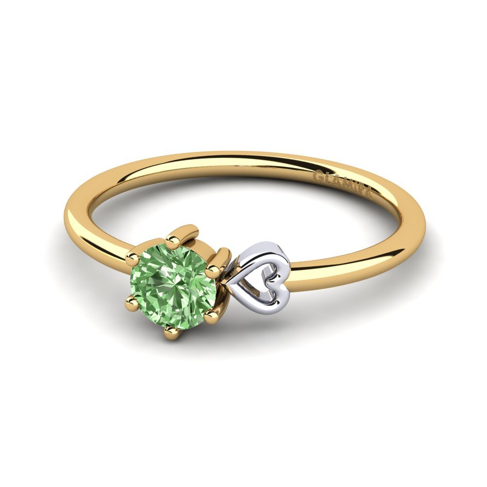 18ct Yellow & White Gold Green Diamond Women's Ring Tasenka