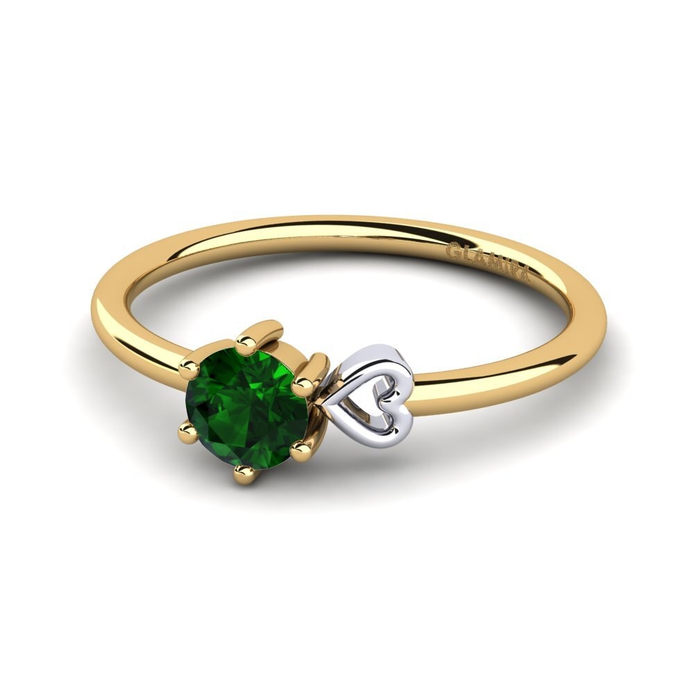 14ct Yellow & White Gold Green Tourmaline Women's Ring Tasenka