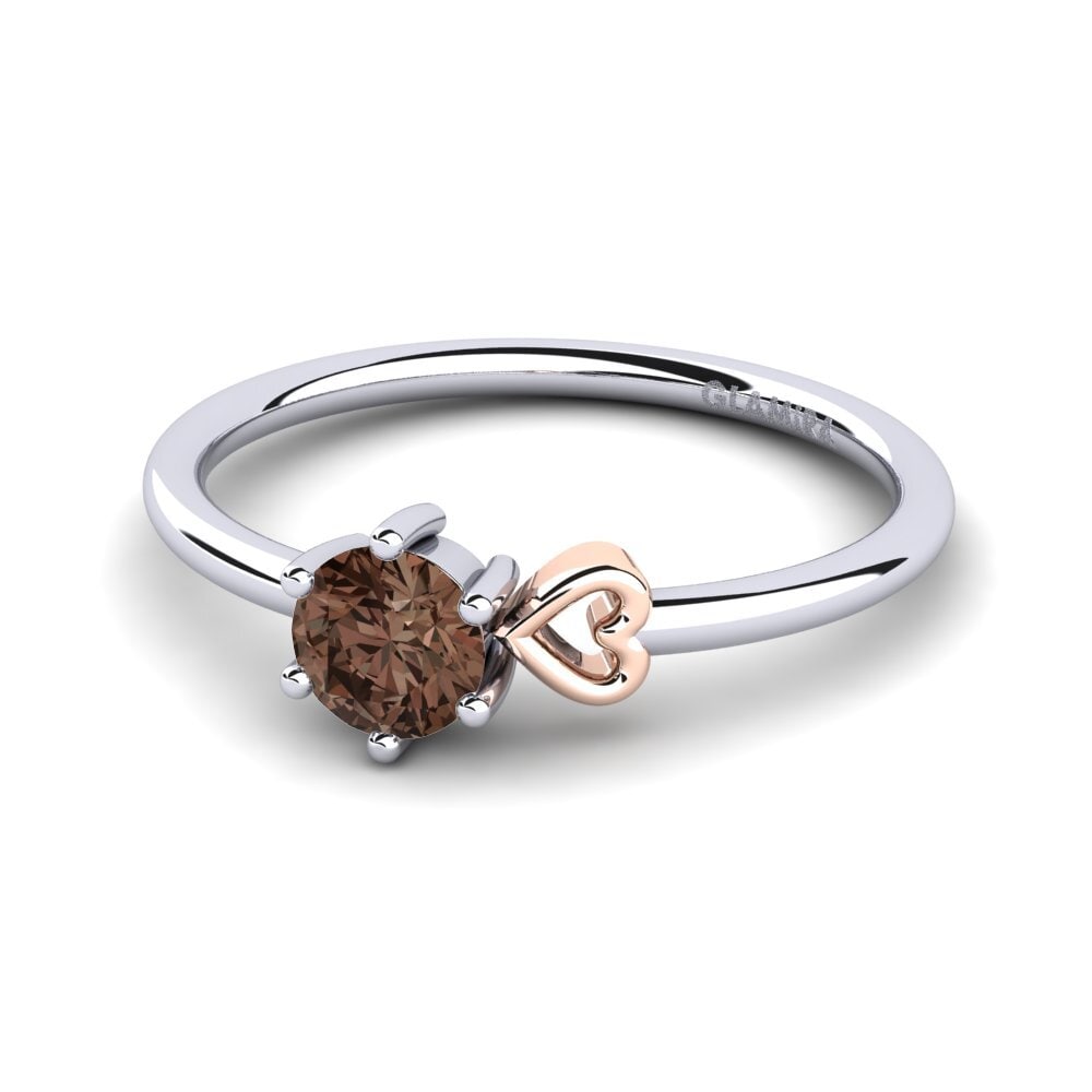 9ct White & Rose Gold Smoky Quartz Women's Ring Tasenka